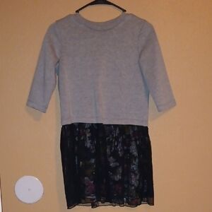 Gray and Black Floral Dress